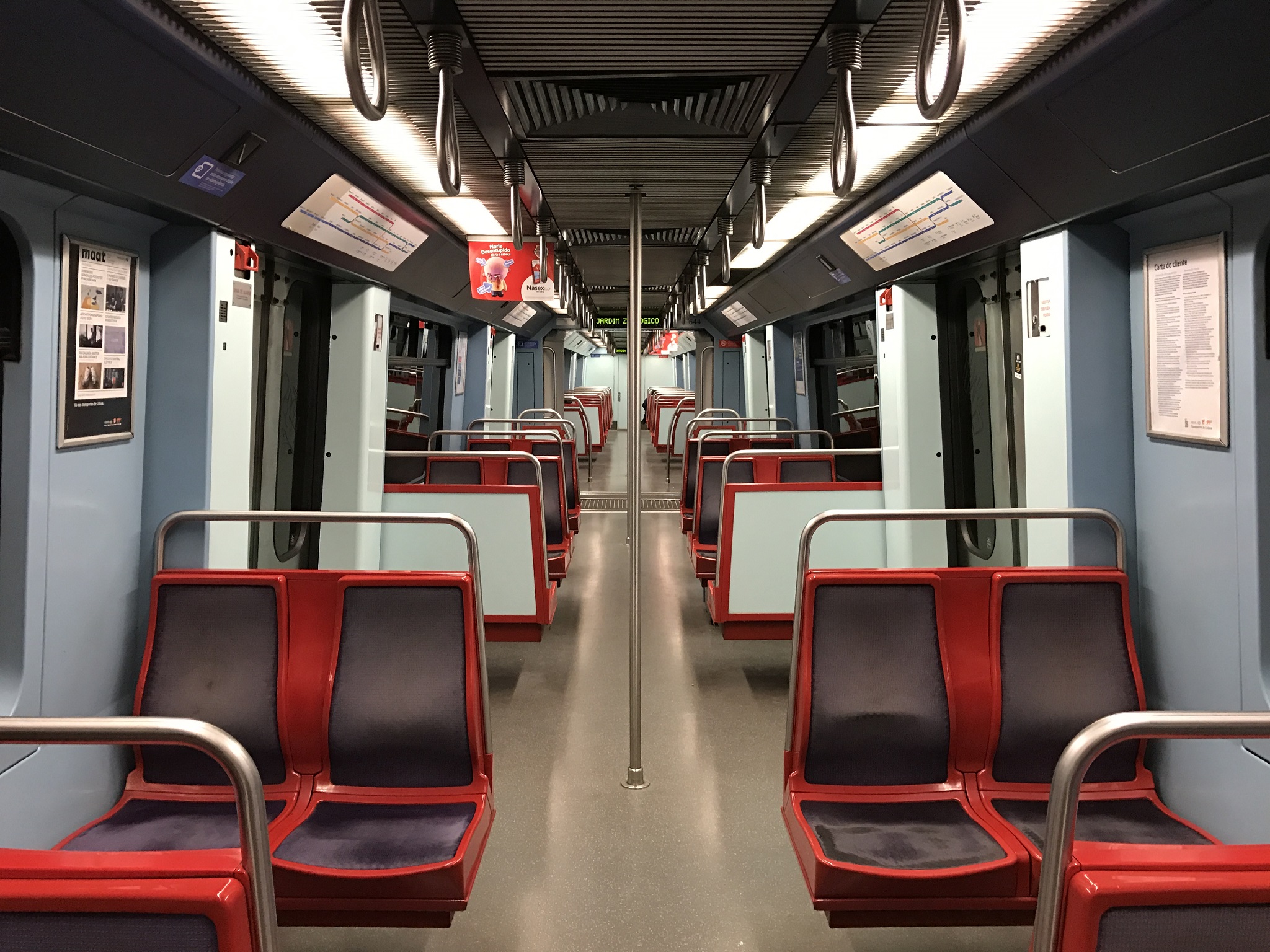 Inside of Lisbon Subway Train